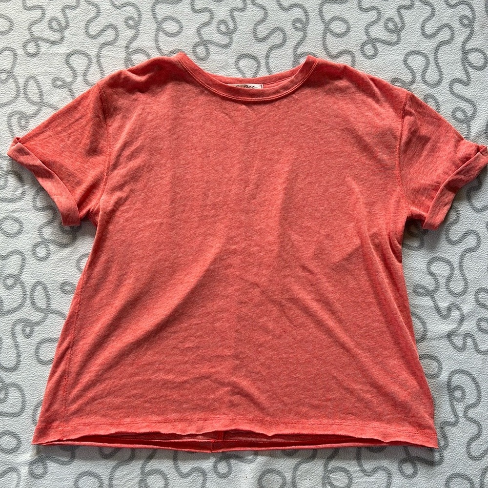 Free People Orange Short Sleeve Tee